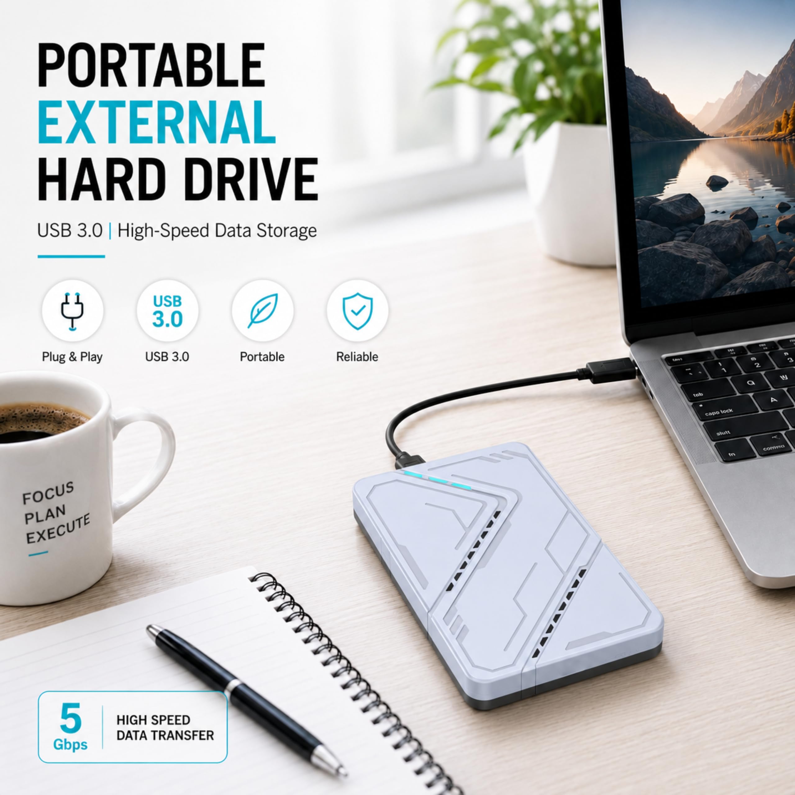 ☆1TB☆高速通信 USB3.0 ポータブル 外付けHDD Win11⁄Win10⁄Win8⁄Win7⁄Mac⁄