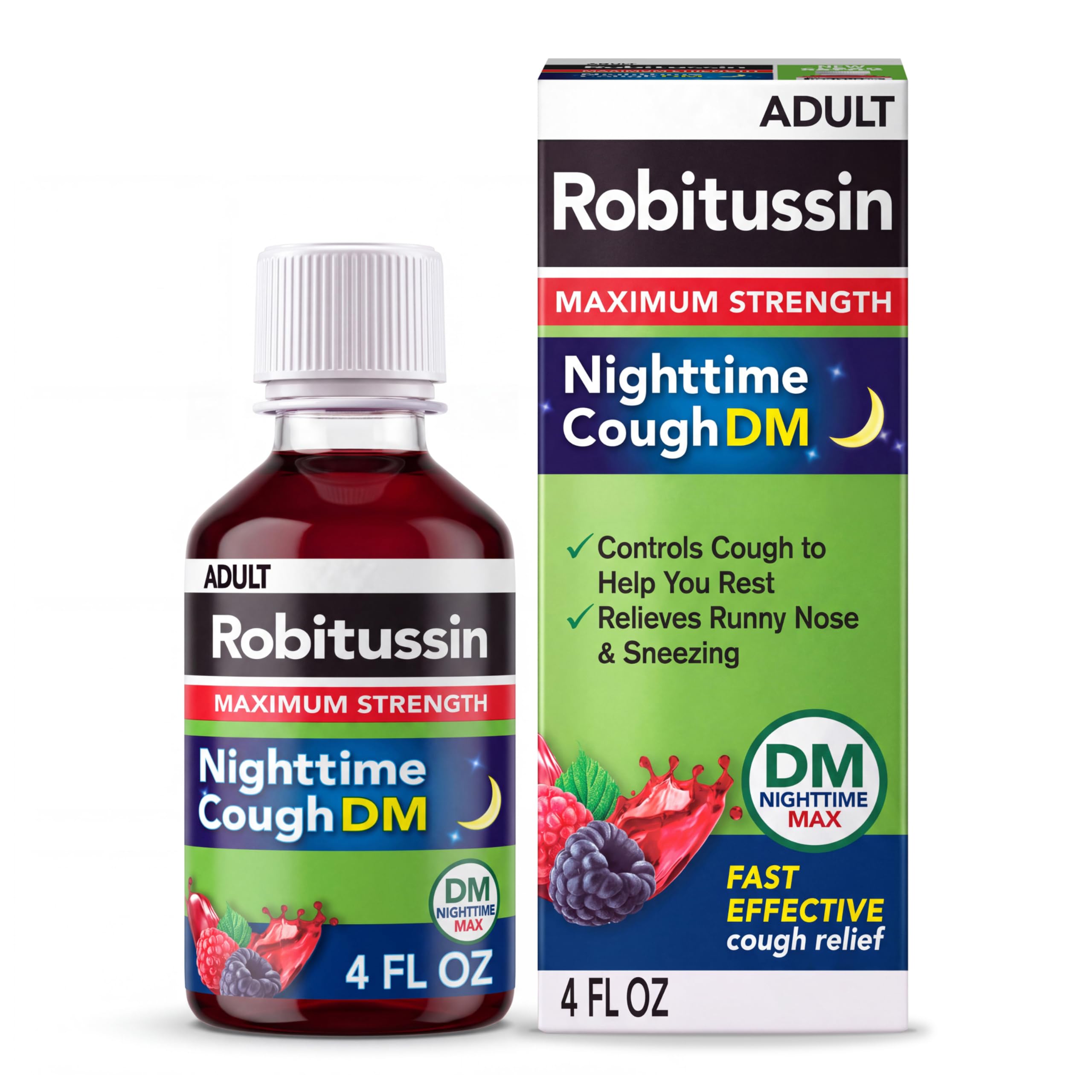 Robitussin Maximum Strength Nighttime Cough DM, Cough Medicine for Adults, Berry Flavor - 8 Fl Oz — Amazon image 12