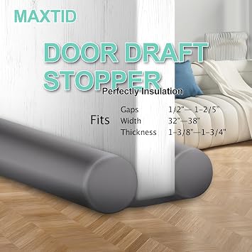 MAXTID Under Door Draft Stopper 32, 36, 38 Inches, Grey, Sweep Insulation