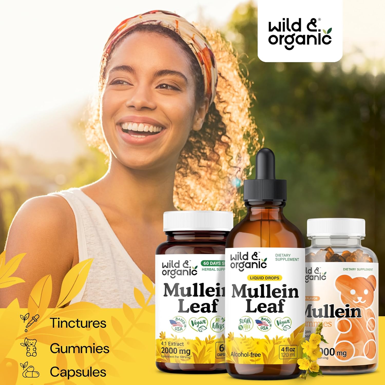 Wild & Organic Mullein Drops for Lungs - Herbal Cleanse and Detox - Liquid Mullein Leaf Extract for Lungs with Echinacea - Verbascum Thapsus Tincture - Vegan, Sugar & Alcohol-Free Supplement - 4 fl oz - Image 4