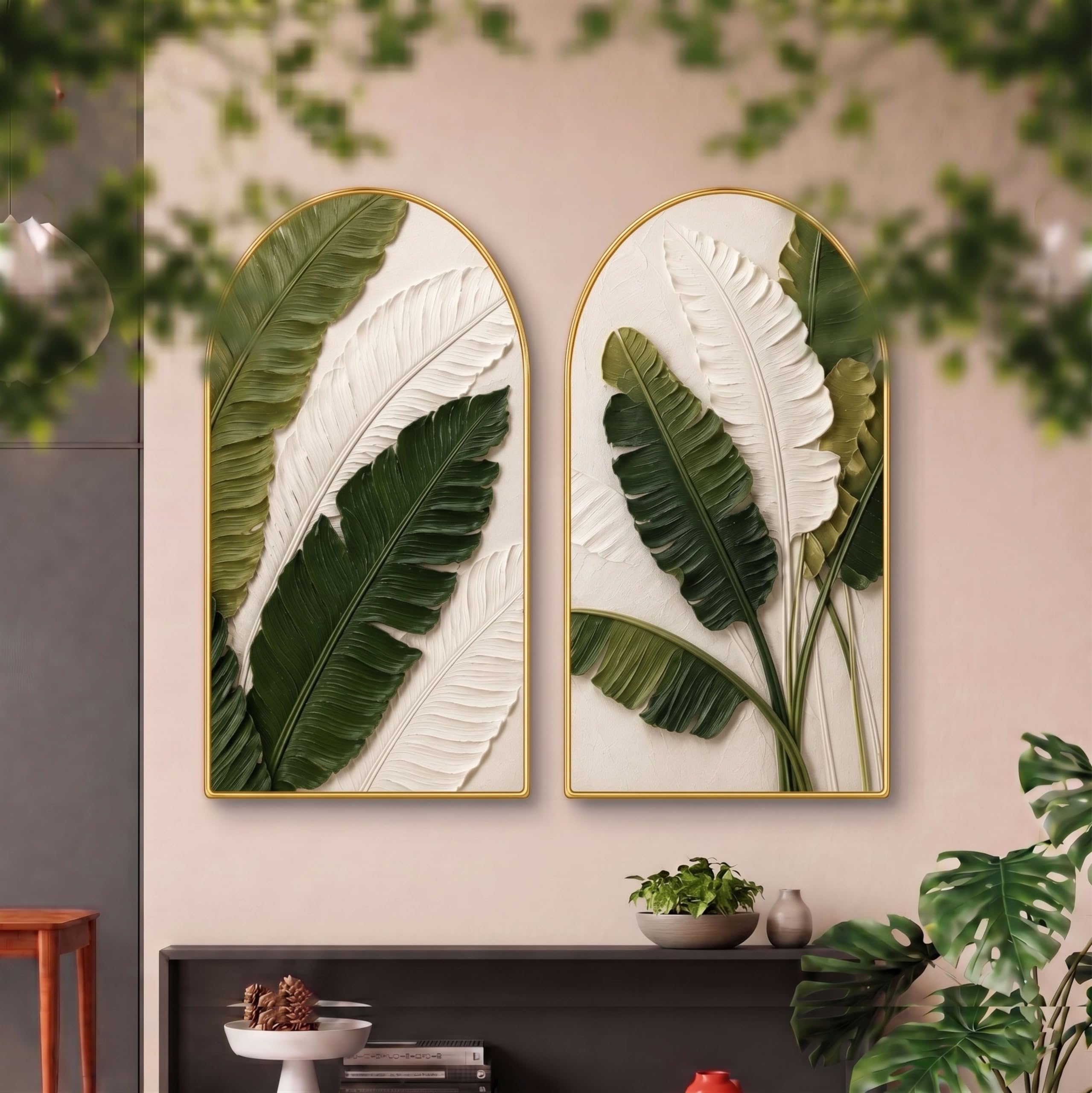 Livin'luxe Mountain Wall Art - 2 Golden Framed Paintings -16