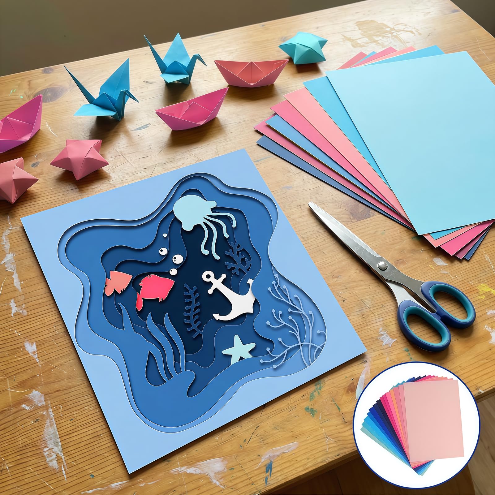 Cartoncino Colorato A4 14 tonalità Rosa Blu - Carta per Scrapbooking doppia faccia