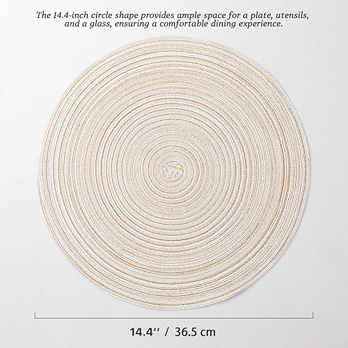 Miniatura 6 de Juego de 6 manteles individuales redondos, lavables, trenzados, para mesa de comedor, resistentes al calor, antideslizantes, manteles individuales