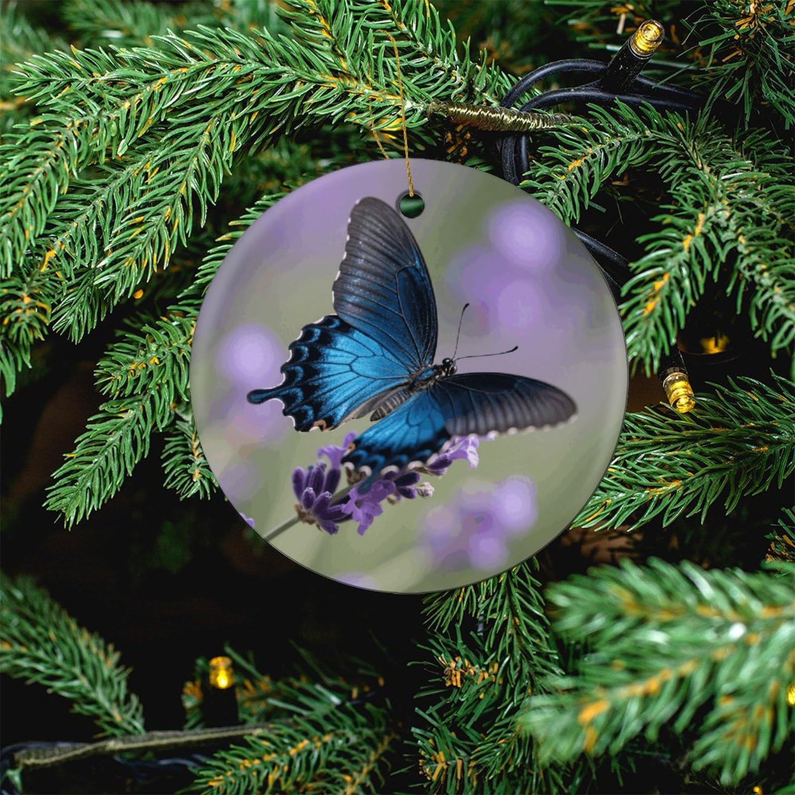 Papillon de Noël en céramique lot de 4 suspensions artisanales pour sapin élégant