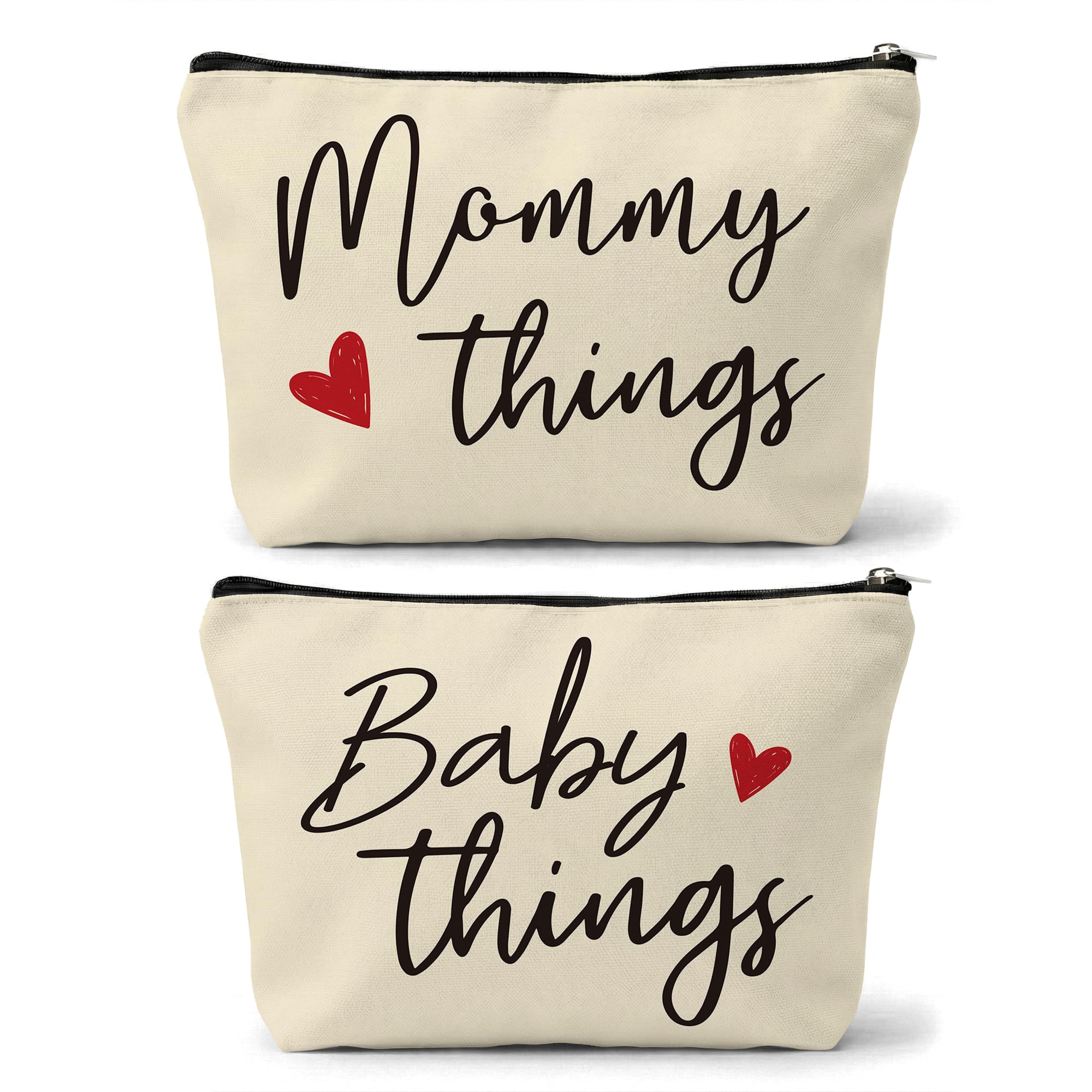 sahjzk Mommy and Baby Matching Pouch Set, Mommy Things and Baby Things Bags, Gifts for New Moms Expecting Moms, Set of 2, beige-picture-28