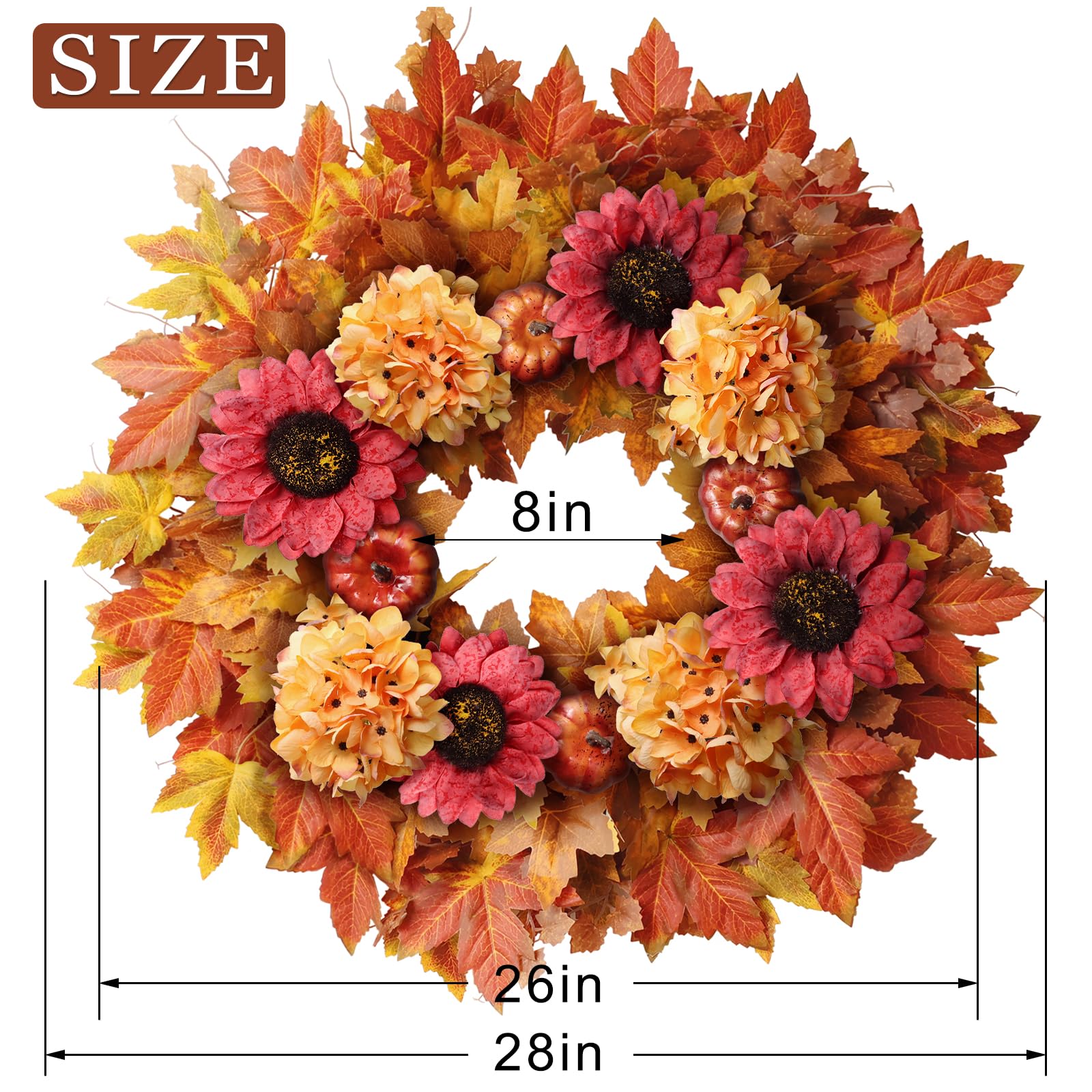 Amazon.com: 28'' Large Fall Wreath for Front Door, Porch, Window