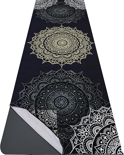 Miniatura 19 de Toalla para esterilla de yoga con bolsillos en las esquinas, toallas de yoga de microfibra para yoga caliente, antideslizantes, absorben la humedad,