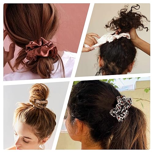Vista 153 de Scrunchies - Bandas elásticas para el cabello, bandas elásticas para el cabello, paquete de accesorios neutros para el cabello, para mujeres y niñas