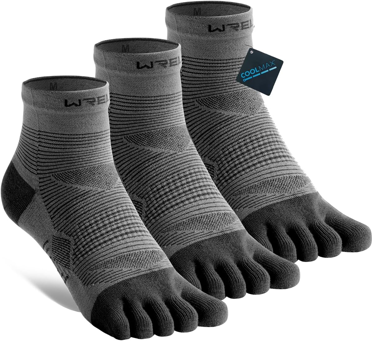 Coolmax Toe Socks for Men Women,Athletic High Performance Cushion Crew Socks for Ru...