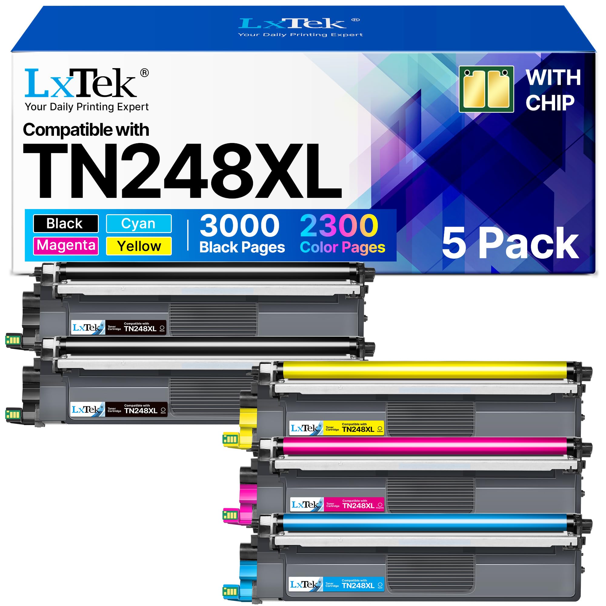 LxTek TN248XL TN248 für Brother MFC-L3760CDW Toner TN 248 TN-248 TN 248 TN-248XL XL Kompatibel für Brother DCP-L3560CDW MFC-L3740CDW HL-L3220CWE MFC-L3740CDWE DCP L3520CDW (5er-Pack) | TN 248 für Brother MFC-L3740CDW Toner für Brother DCP-L3520CDW Toner DCP-L3560CDW HL-L3220CWE HL-L3220CW (5er-Pack)