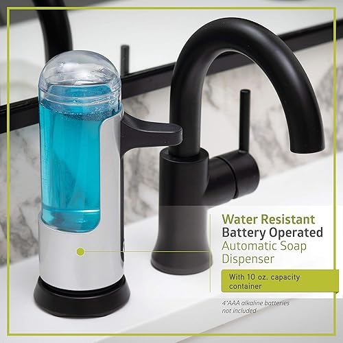 Miniatura 3 de Pearington Dispensador automático de jabón y desinfectante eléctrico sin contacto premium, funciona con pilas, plateado, 10 onzas, 1 paquete