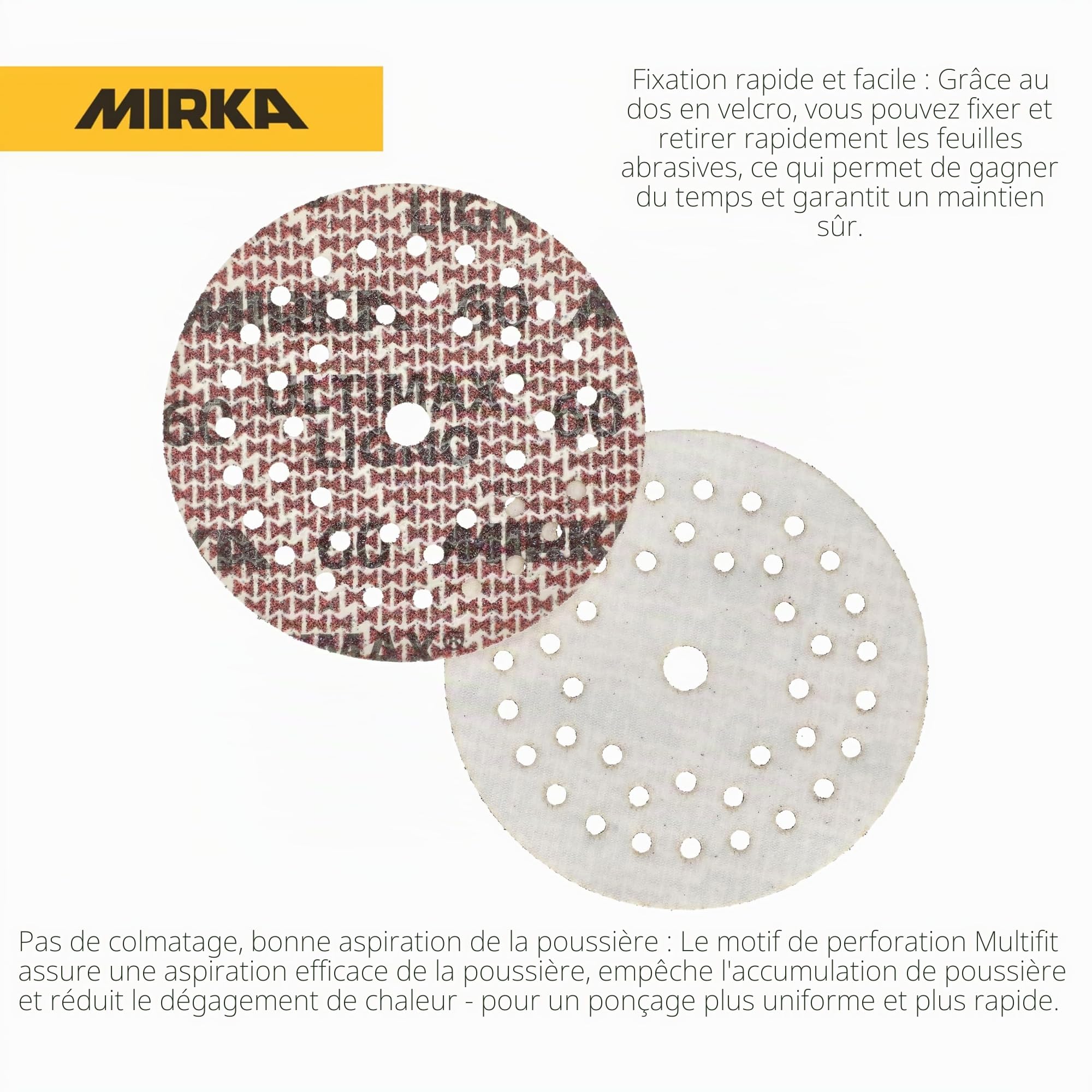 Mirka disque abrasif auto-agrippant Ultimax Ligno Ø 125 mm grain 60