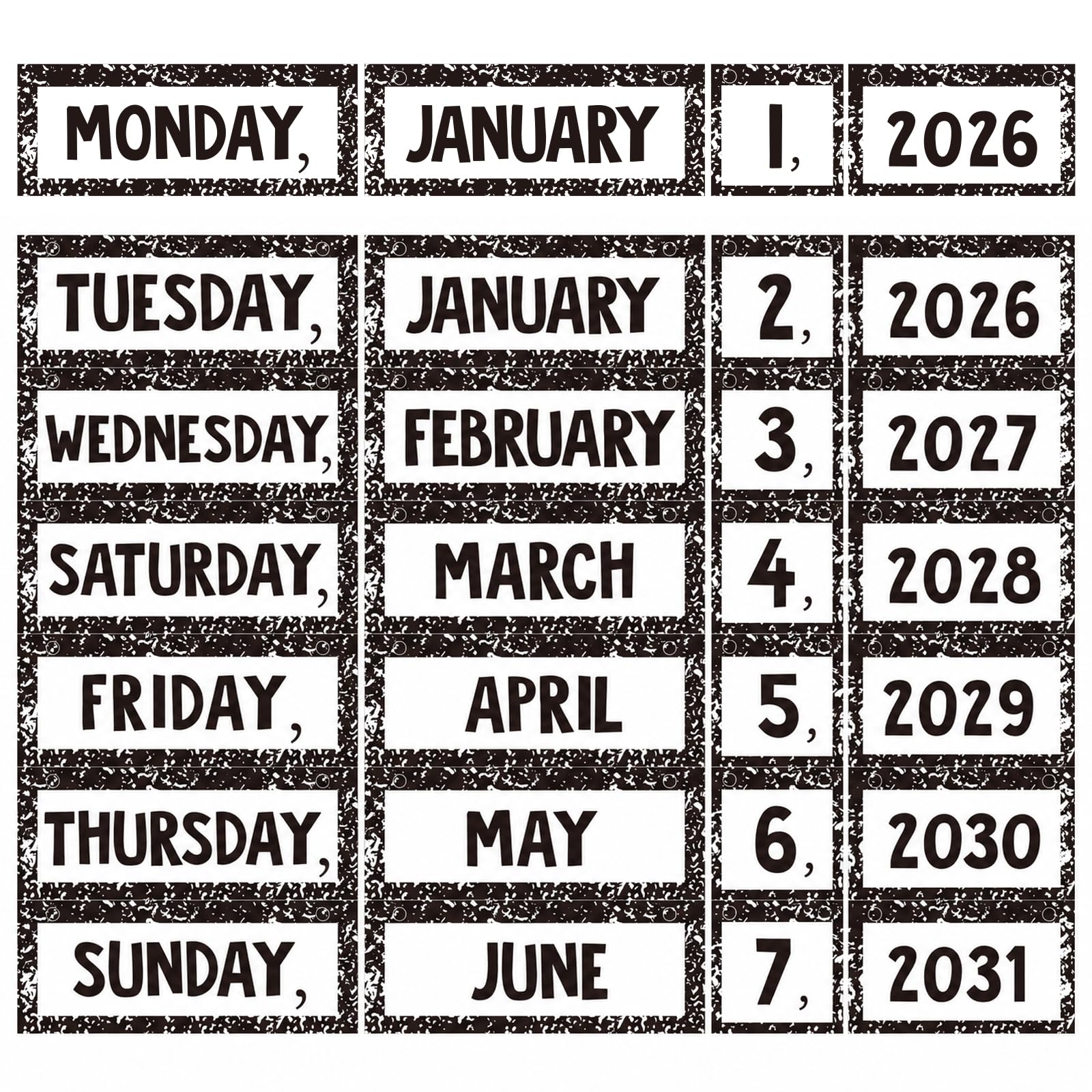 Flip Calendar for Classroom Composition Notebook Flip Calendar Set for Whiteboard Classroom Decoration Teacher School Supplies