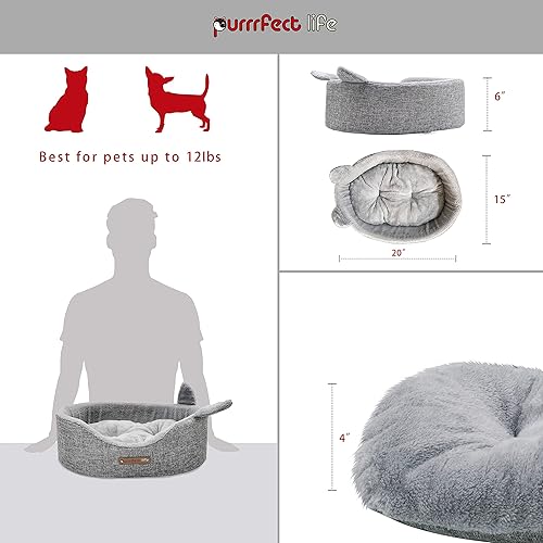 Miniatura 2 de Camas ovaladas para mascotas para gatos y perros pequeños, cama para mascotas, cama para mascotas, felpa corta ultrasuave, algodón PP lavable de