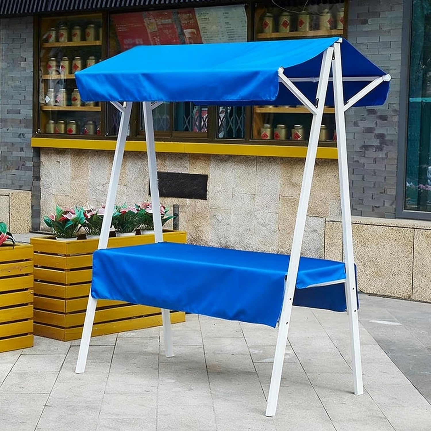 Collapsible Wagon Cart with Wheels Foldable Folding Wagons Carts Silent Universal Wheels,Portable Outdoor Vendor Cart with Sunshade Canopy Movable Food Display Stand for Markets Street Food