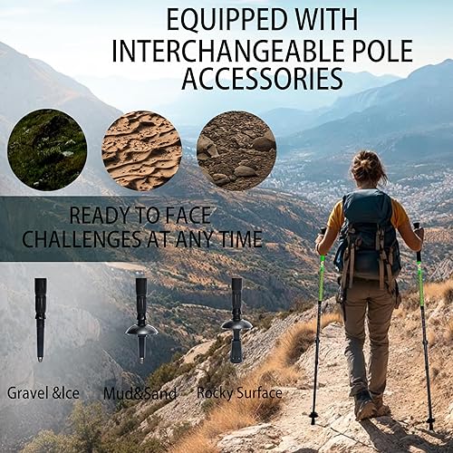 Miniatura 5 de HXE Bastones de senderismo de fibra de carbono, ligeros y ajustables con agarres de corcho, par de 2 bastones de senderismo para hombres y mujeres