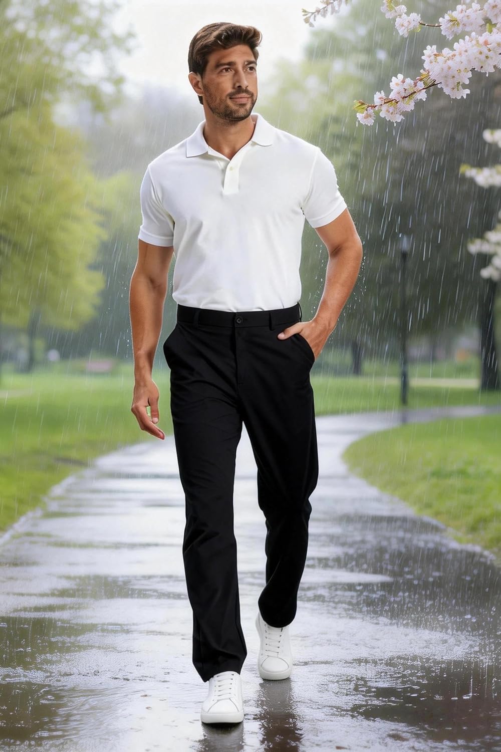 Golf-Dress-Pants-Men-Stretch-30/32/34"-Lightweight-Water-Resistance-Quick Dry Business Work Casual Classic Fit 4 Pockets