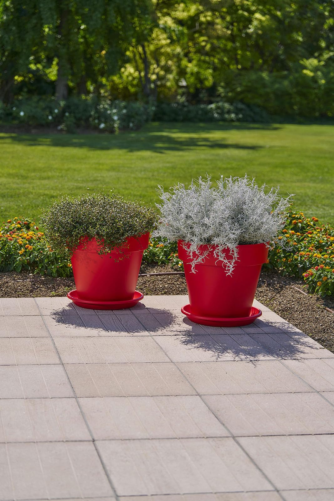 Euro3plast Blumentopf MITU ohne Untersetzer in rund aus Kunststoff 9 Farben und 10 Größen zur Wahl für den Innen- und Außenbereich (Rot, 60 cm)