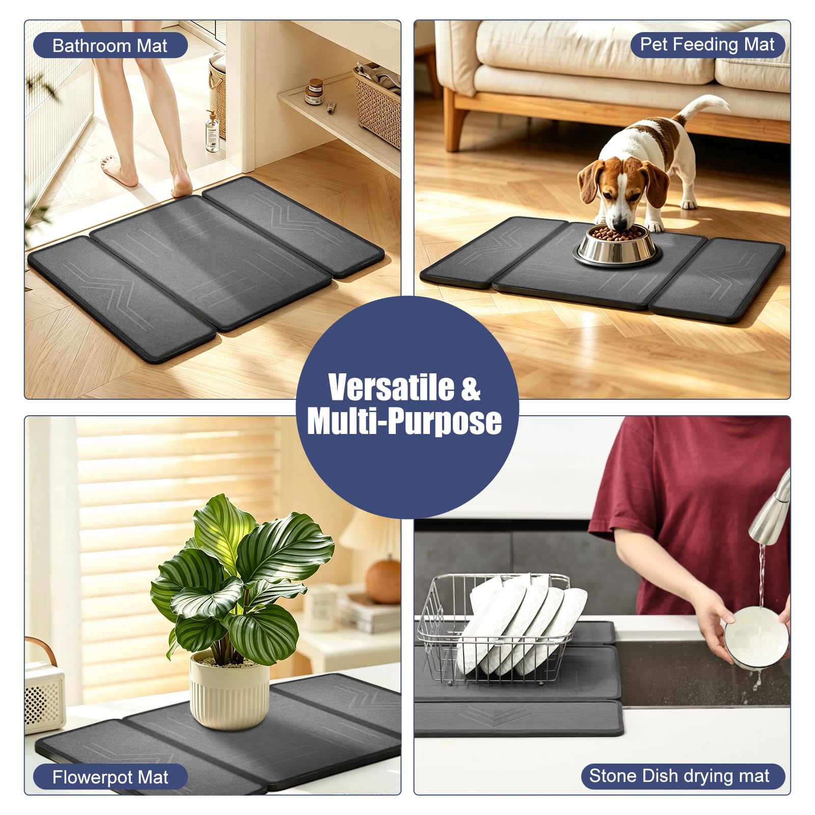 Tappeto Bagno Diatomite Con Guscio Silicone (Ondes Aquatiques, 50x40cm)