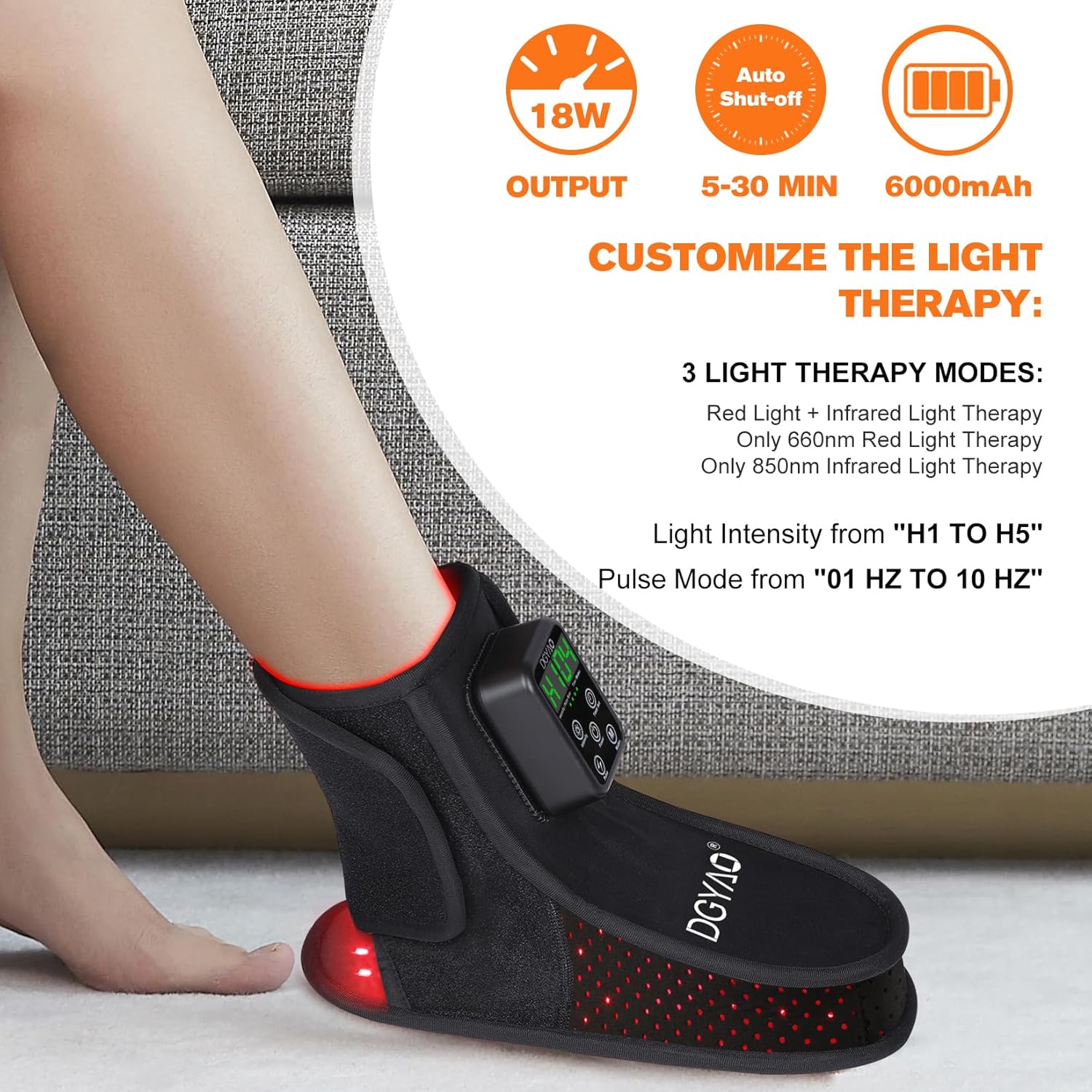 TUOB Red Light Therapy for Foot, 6000mAh Cordless Near Infrared Light Therapy Device Foot Wrap Full Cover Feet Ankle Toes Instep for Joint Pain Relief