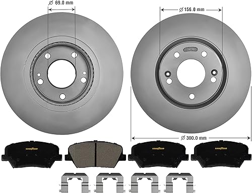 Miniatura 2 de Goodyear Frenos PRK3626F  Kit de Frenos Delanteros Premium con Par (2) de Rotores de Freno Recubiertos AntiOx y Pastillas de Freno Cerámica