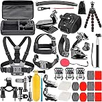 Neuf 50-in-1 Kit Accessoire Caméra Action Compatible avec GoPro Héros 9 8 Max 7 6 5 noir GoPro 2018 Séance Fusion Argent Blanc Insta360 DJI AKASO APEMAN Campark SJCAM Caméra d'action, etc. (noir)