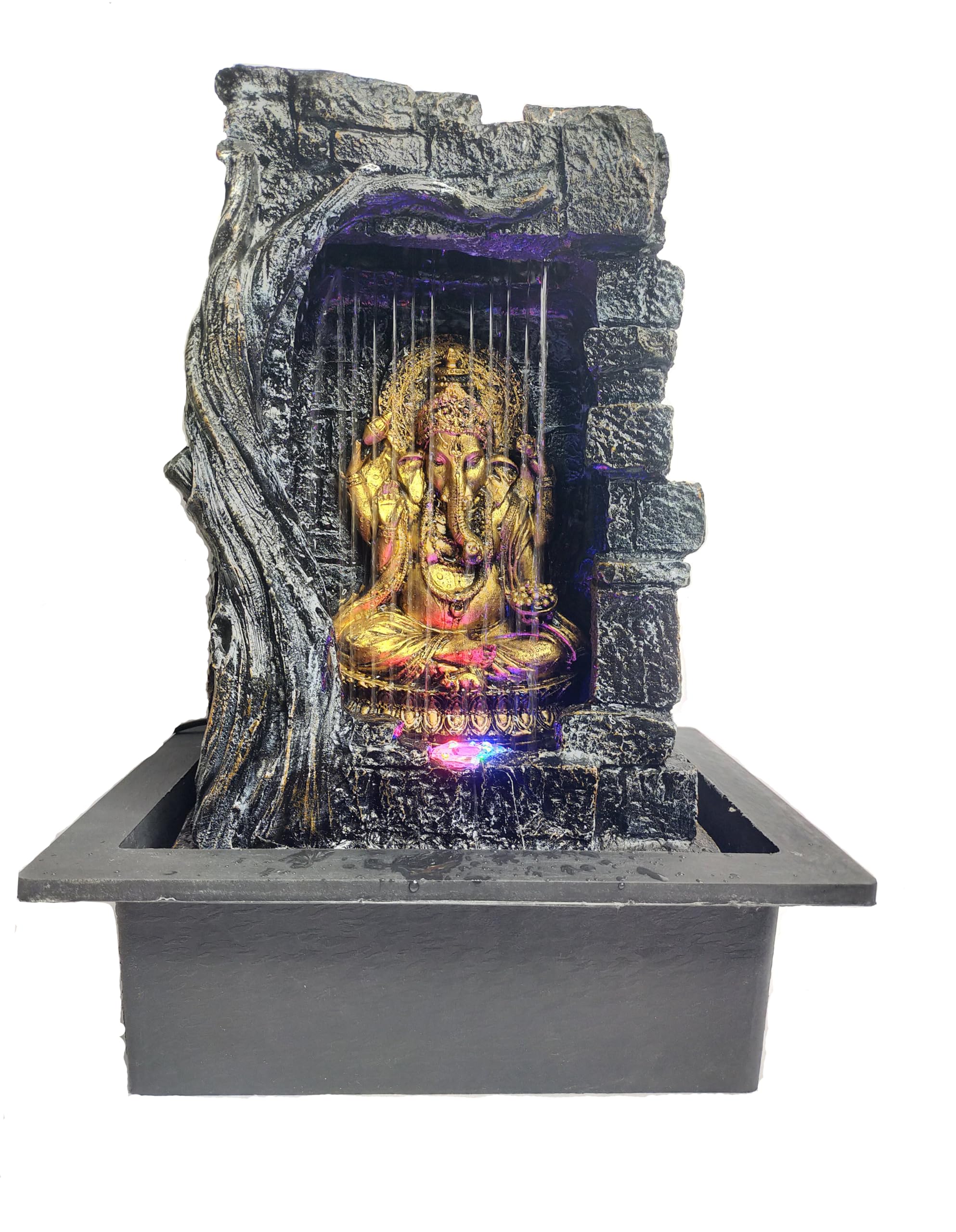 Alice Enterprises, Lord Ganesha Wall Water Fountain with LED Lights - Indoor Spiritual Décor-image-26
