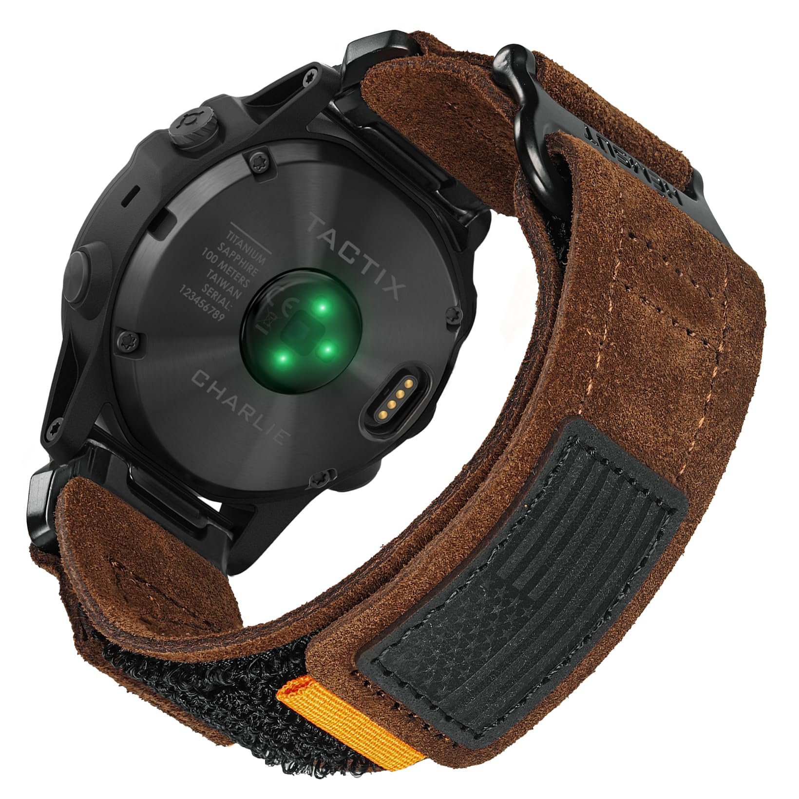 Soft Suede Leather Watch Band, 26mm Military Strap Compatible with Garmin Instinct 3 50mm/Fenix 8 51mm/7X/7X Pro/6X/6X Pro/5X/5X Plus, Tactix 7 Pro/