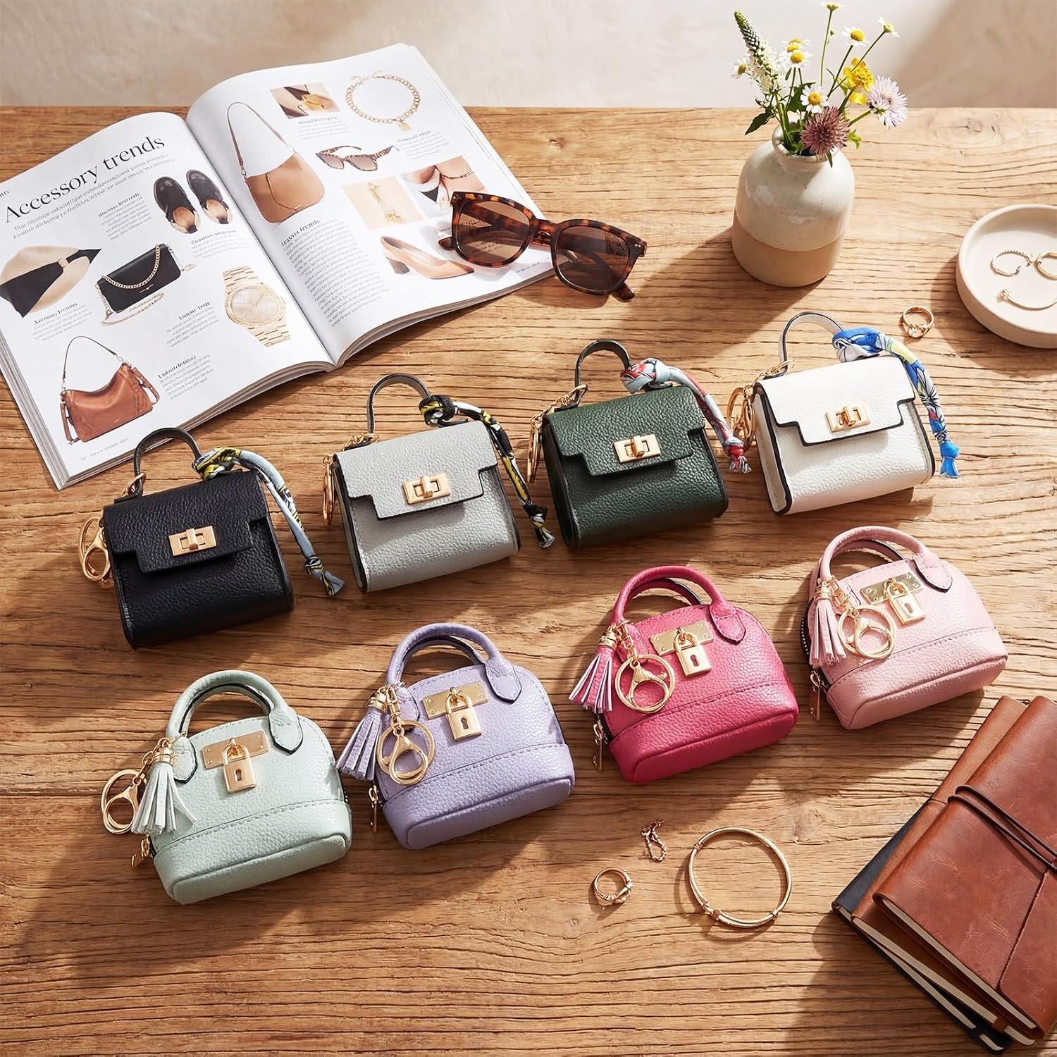 Liliaafar Mini Backpack Keychain Coin Purse for Women, 8 Pcs, 2 Style
