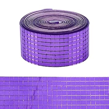 AHANDMAKER 4000pcs Self-Adhesive Mosaic Tiles, Purple Square Glass Mirror Tiles Self Adhesive Disco Ball Tiles for DIY Craft Photo Frame Home Theme Party Disco Decoration