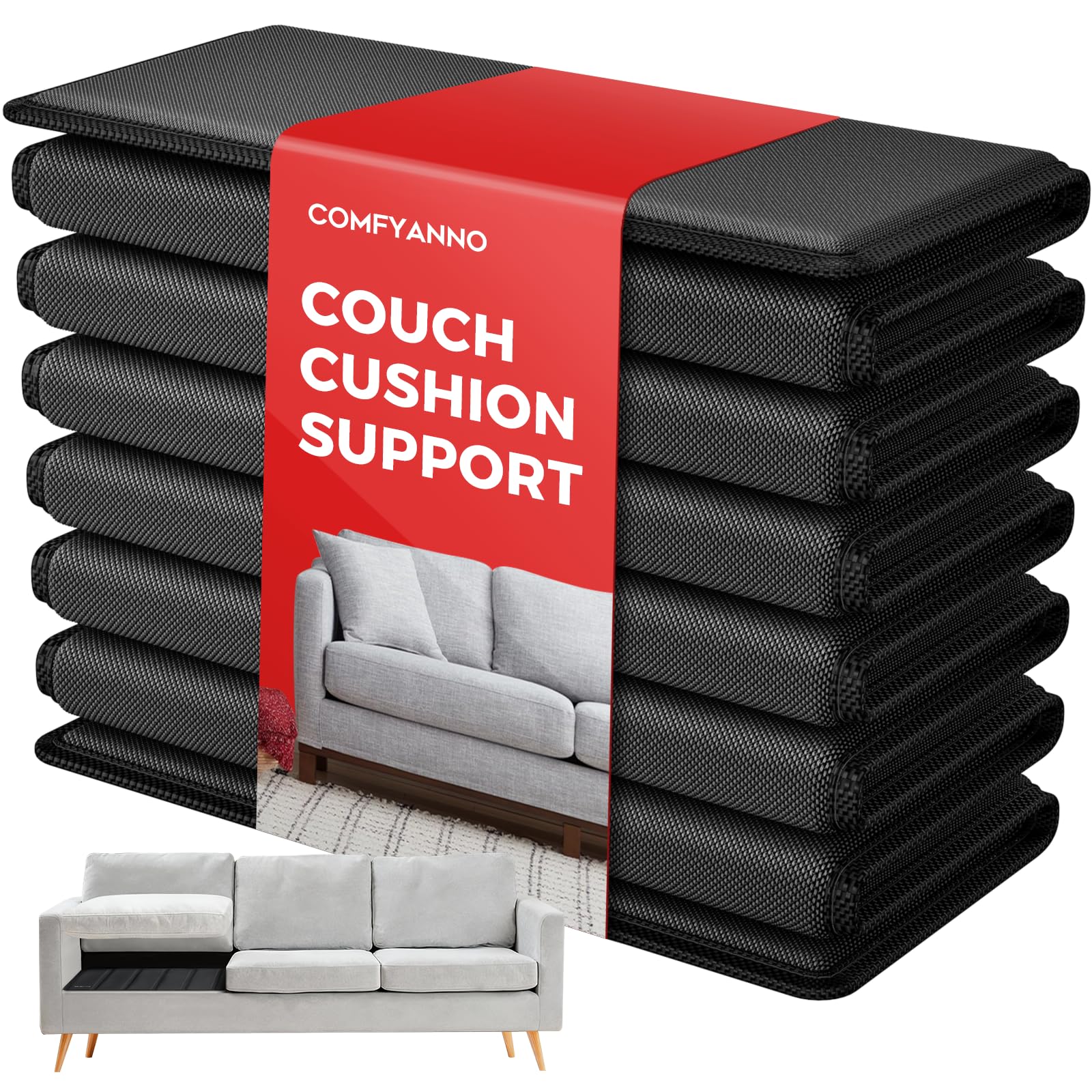 Comfyanno Couch Cushion Support Board, Repairs Sagging Armchair, Ready to Use, 19" x 23", Heavy-Duty Solid Wood Board, Safe Corner, Sinking Couch &amp; Sofa Fix Saver