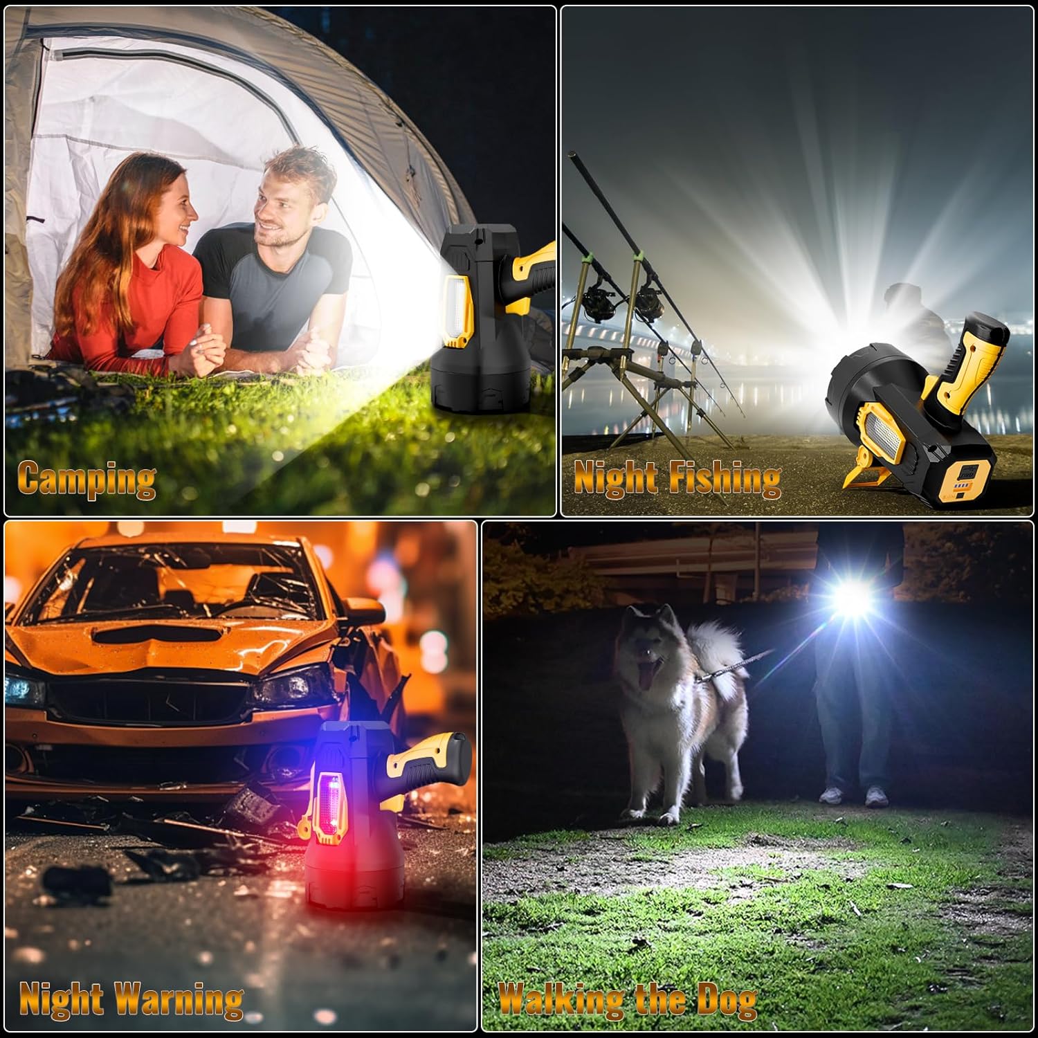 Rechargeable Spotlight, 99000 Lumens Super Bright Led Spotlights Flashlight with Cob Light & Foldable Tripod, 10000ɱAh Spot Lights Long Runtime, Handheld Spotlight for Hunting Boating Outdoor - Image 8