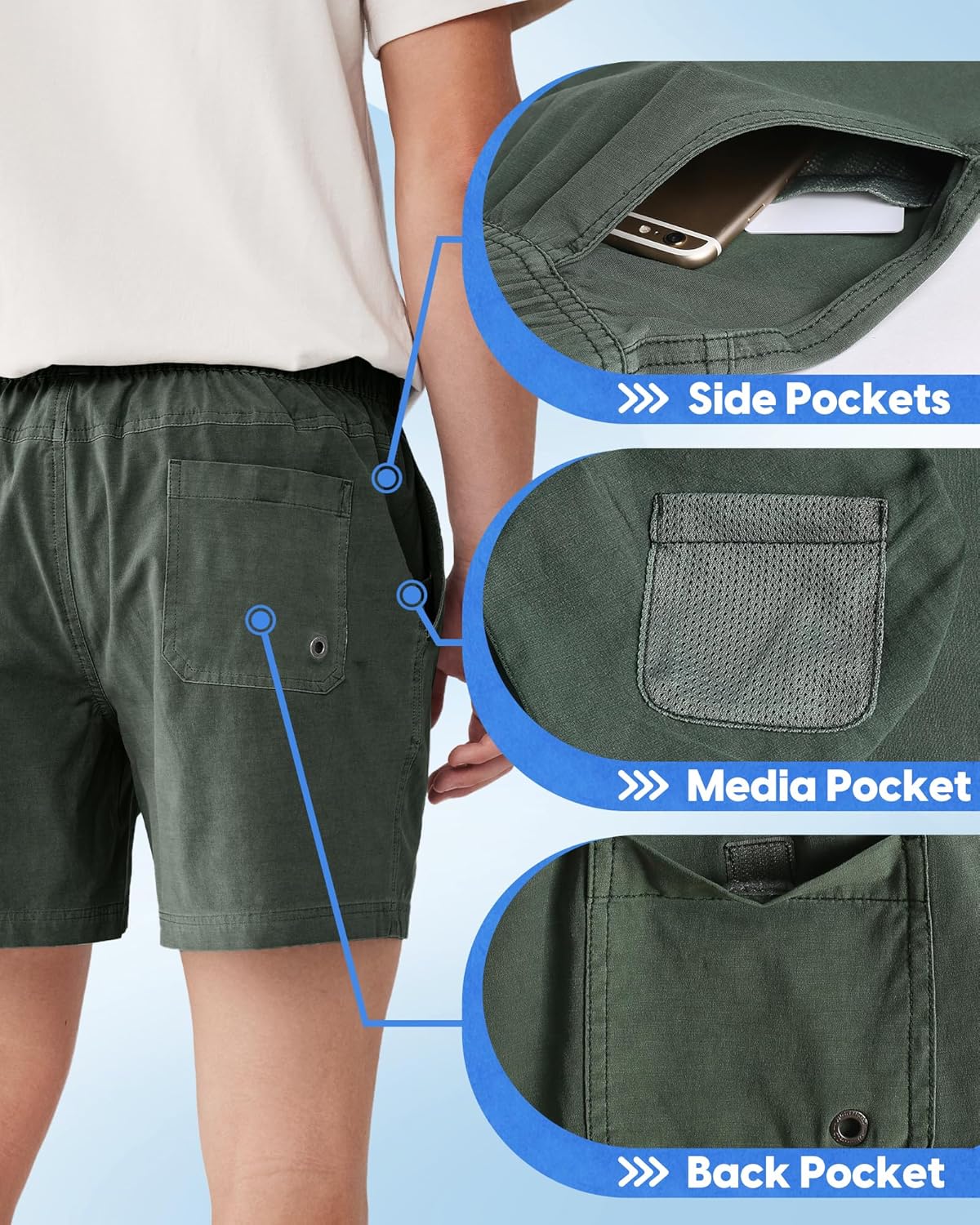 maamgic Men's 5 inch Inseam Shorts Pull-On Relaxed Fit Comfort Stretch Short Shorts with Pocket - Image 5