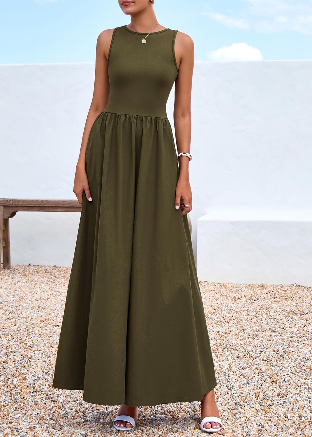 KIRUNDO Summe Sleeveless Maxi Dresses for Women 2026 Spring Wedding Guest A Line Tank Elegant Flowy Beach Long Sundress - Image 5