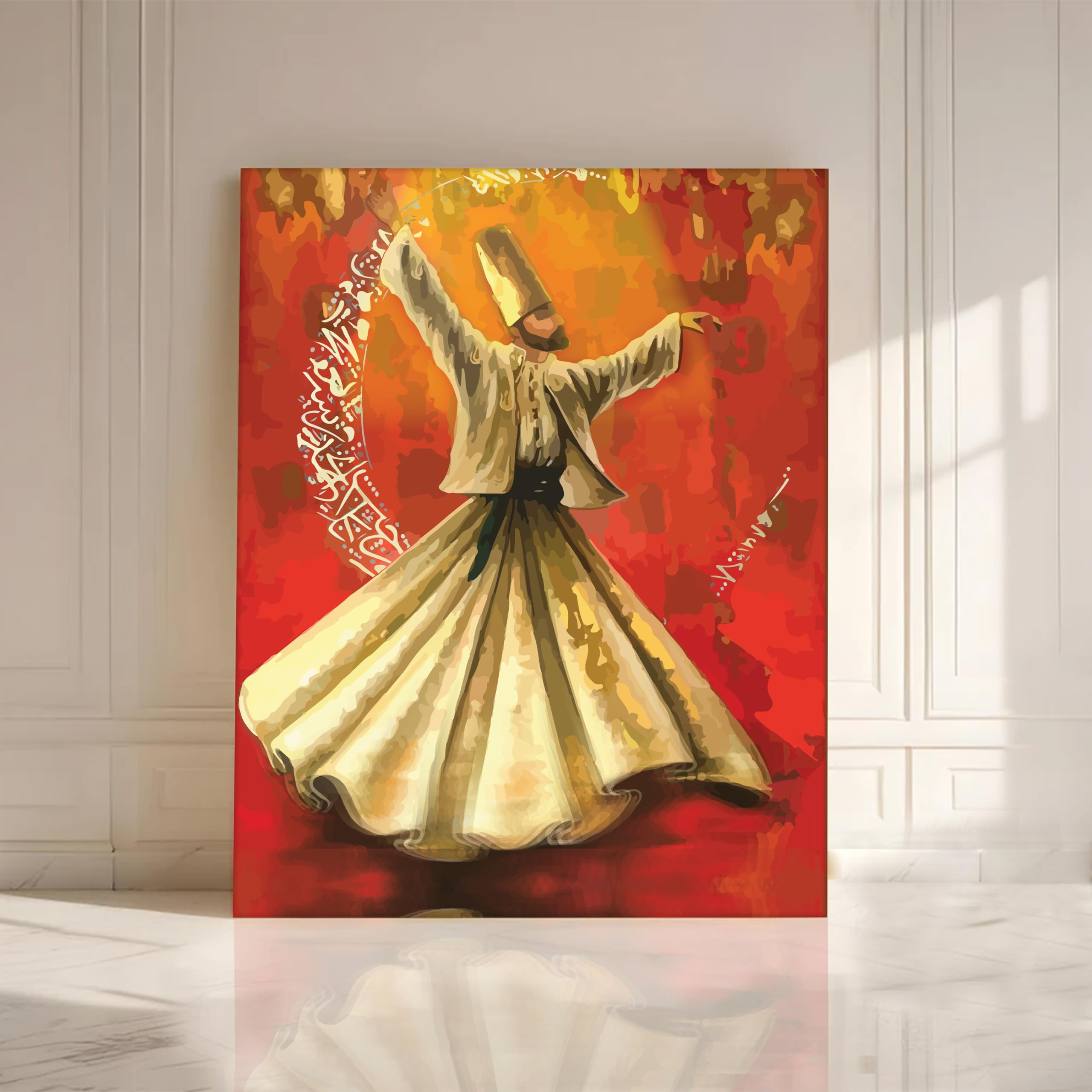PAINTINGMANTRA Sufi Dancer Islamic Religious Stretched Canvas