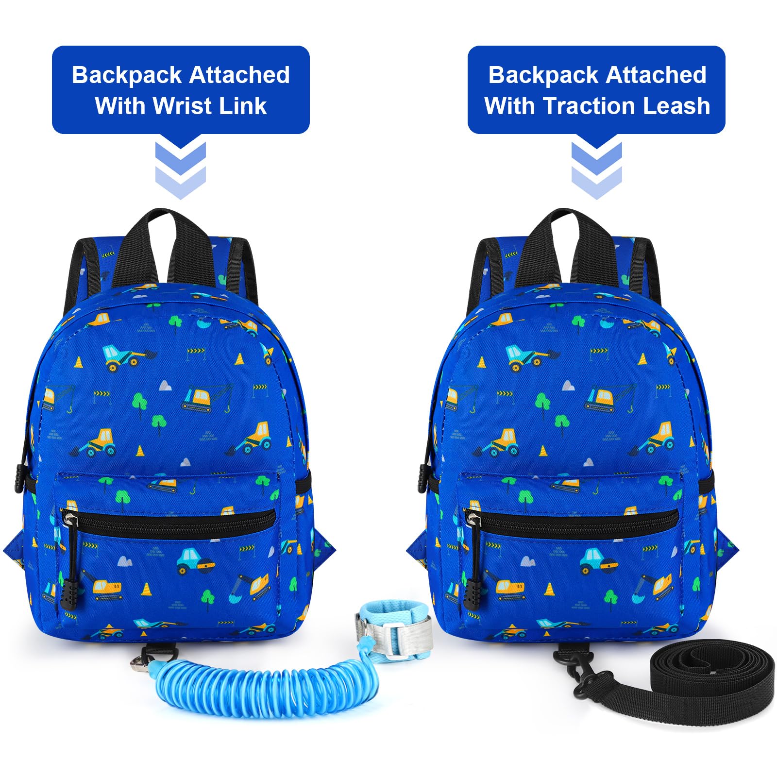 Accmor Correa de mochila para niños pequeños, mini mochila para niños con muñequera antipérdida, bonita correa para niños, arnés para caminar para viajes al aire libre, mochila de excavadora pequeña