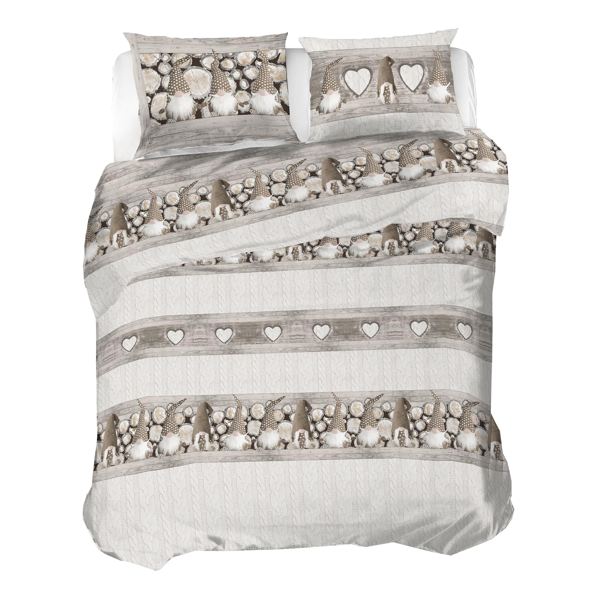 Housse de couette flanelle coton 250x200 cm pour des nuits d'hiver cocooning avec le motif nain