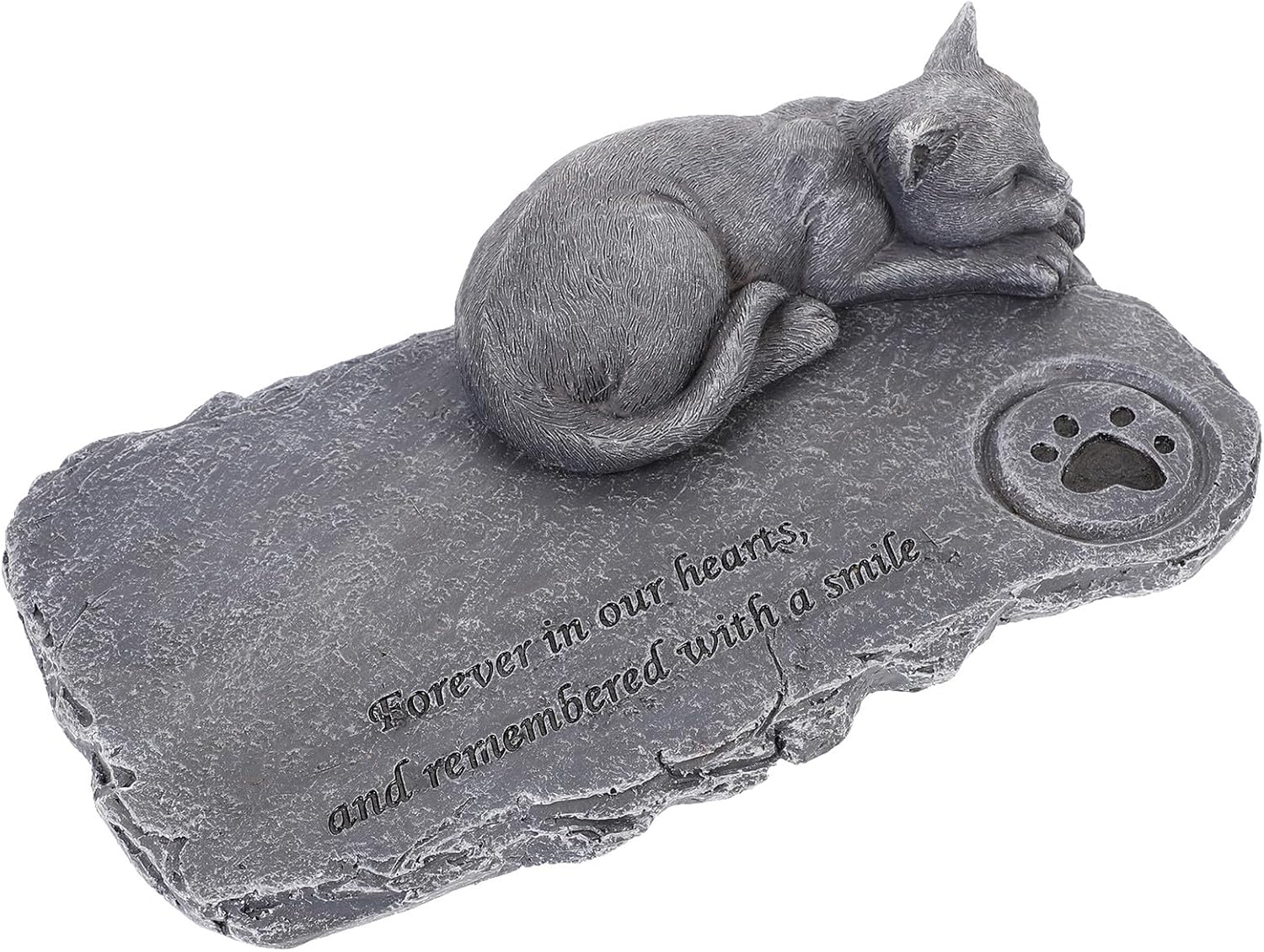 DECHOUS Resin Pet Memorial Stone Cat Tombstone Statue Outdoor Garden Figurine for Cat Passing Tribute and Sympathy