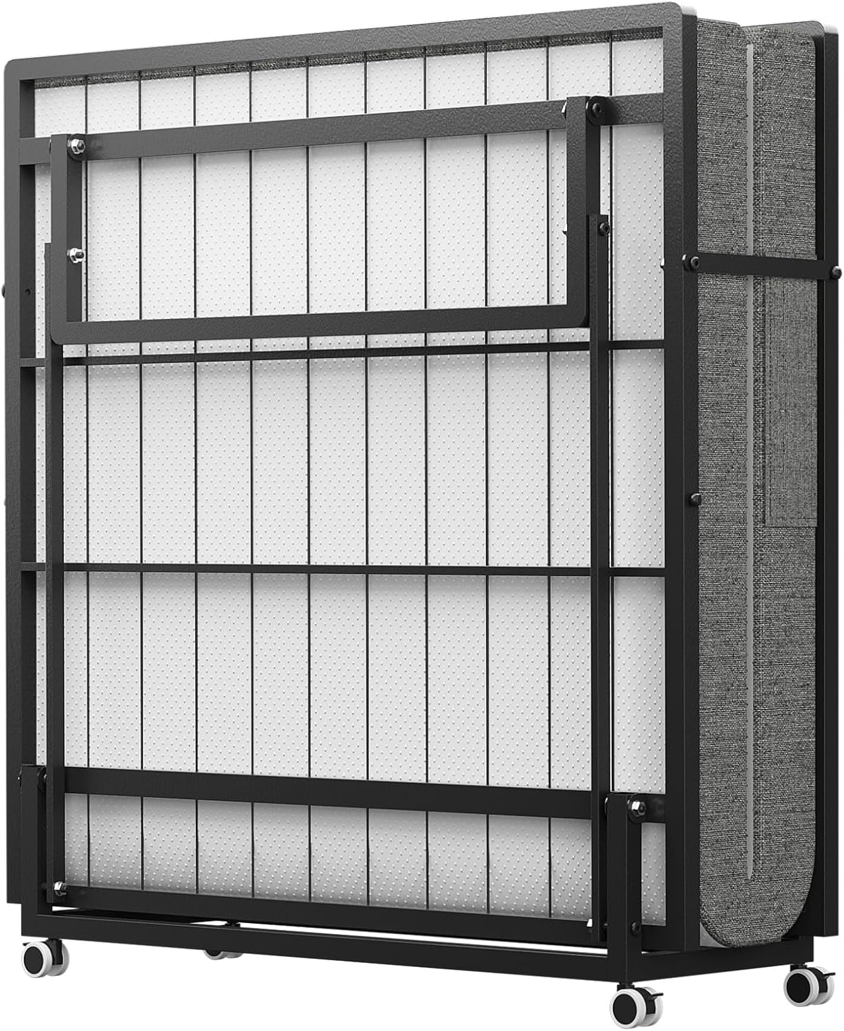 ROOMTEC Folding Bed with Mattress,Portable Rollaway Guest Bed for Adults,75" x 31"Cot Size Bed Frame with Memory Foam Mattress,Space-Saving Adult Bed for Guest with Bed Side Pocket