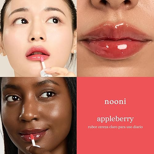 Miniatura 3 de NOONI Aceite de labios coreano - Appleberry Larga duración, hidratante, voluminizador, revitalizante para labios secos, resistente al agua, no se