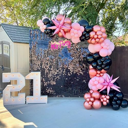 Miniatura 8 de Paneles de fondo de pared negros brillantes  Fondo cuadrado de lentejuelas de Halloween de 6 x 4 pies para decoración de cumpleaños, aniversario,