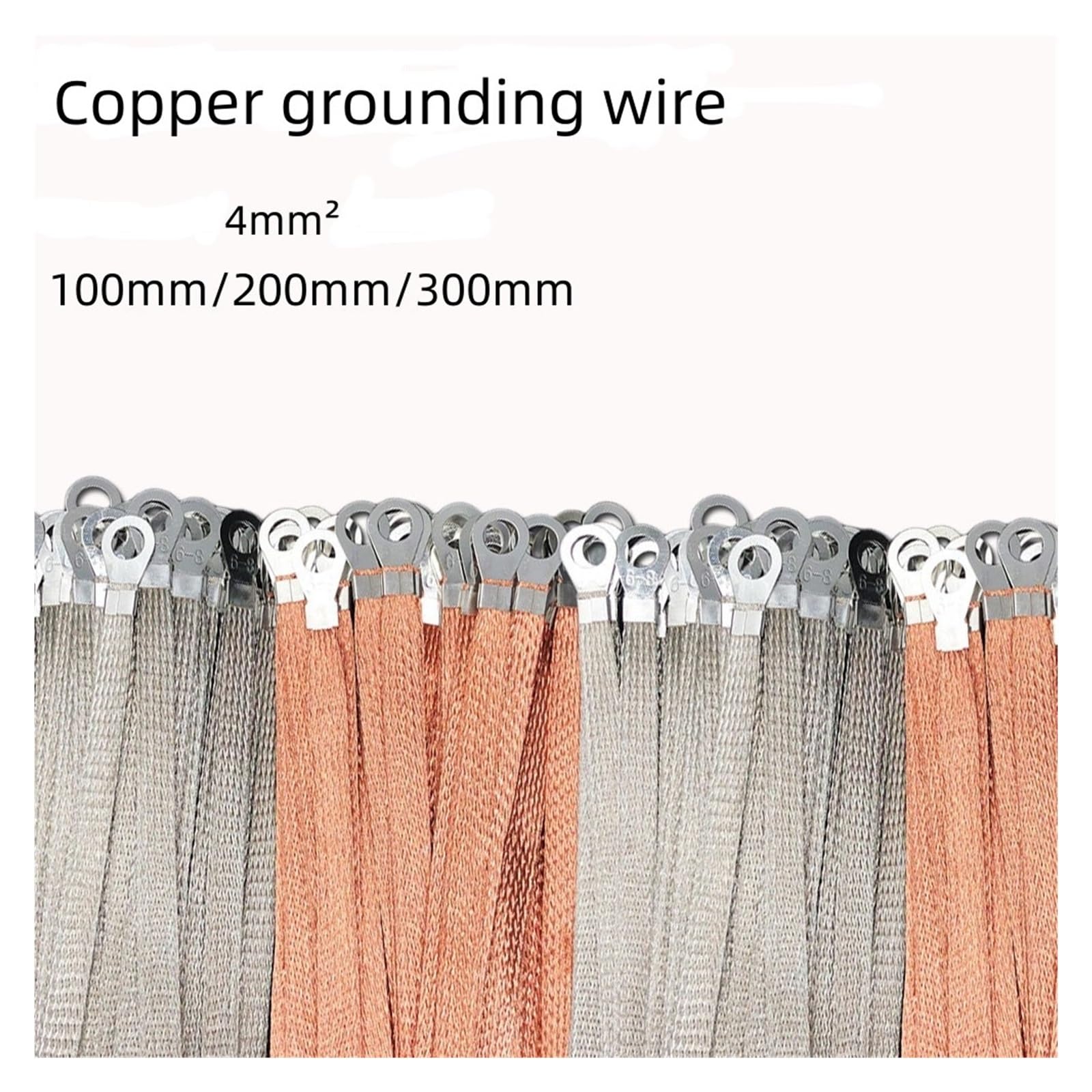 Kabel uziemiający, 100 sztuk, z czystej miedzi, pleciony kabel miedziany, elastyczne płaskie połączenie kablowe, kabel rozruchowy do drzwi rozdzielczych (opper, 250 mm_4 kwadratowy)