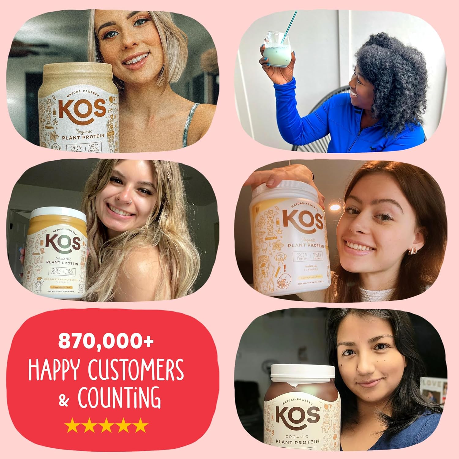 KOS Vegan Protein Powder, Strawberries & Cream USDA Organic - Low Carb Pea Protein Blend, Plant Based Superfood with Vitamins & Minerals, Gluten Free - Meal Replacement for Women & Men - 28 Servings - Image 6