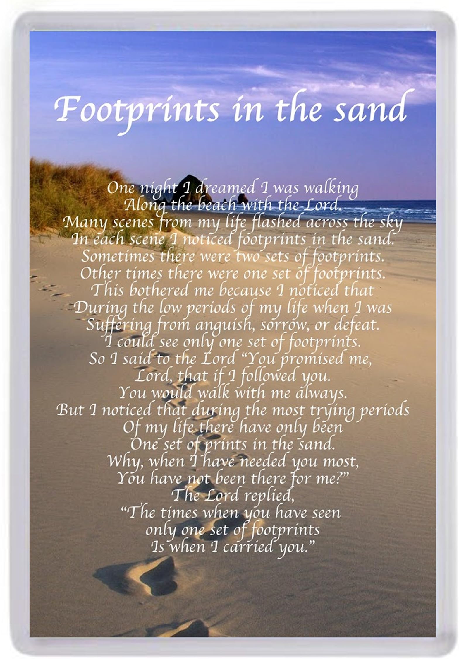 Personalised Footprints In The Sand Poem FRIDGE Magnet Mothers Day Birthday Christmas Anniversary Husband Wife Boyfriend Girlfriend Present Gift