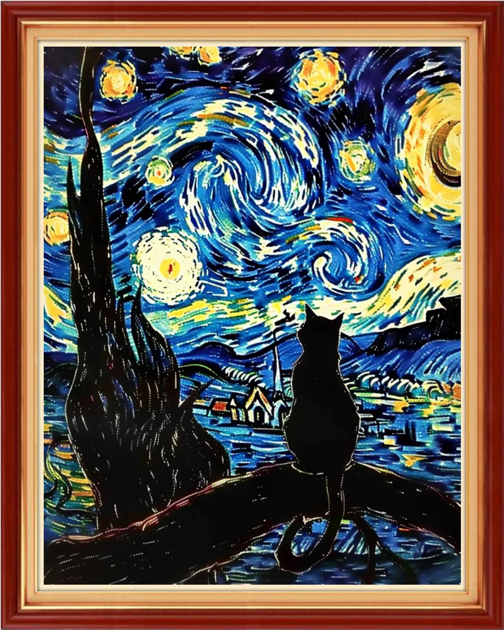 Funchey Stamped Cross Stitch Kits, DIY Cross Stitch Pattern for Adults Beginners Needlepoint Kits Embroidery Kit Arts and Crafts 11CT-Van Gogh Starry