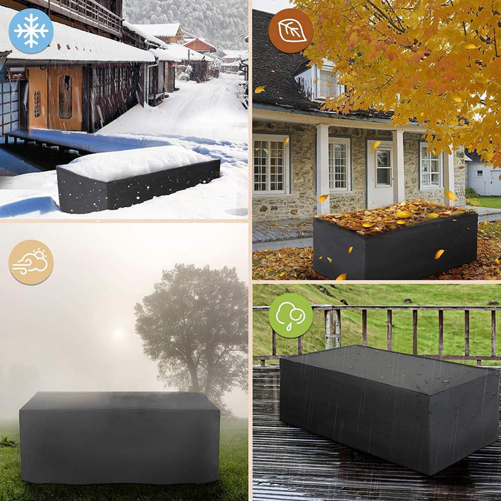 Juego de funda impermeable para muebles de jardín, 260 x 260 x 85 cm, protección contra todo tipo de clima, para mesas y sofás al aire libre, duradero, resistente a los rayos UV, accesorio de jardín