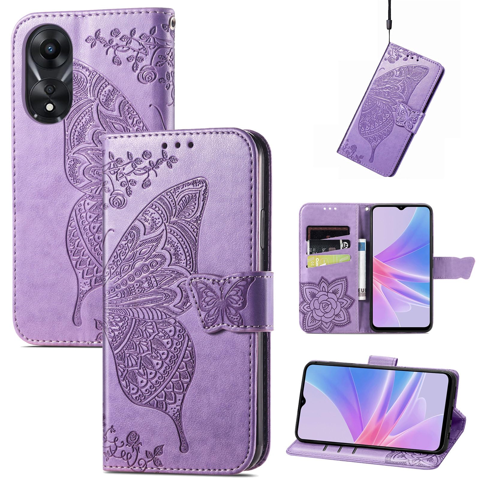 HAOYE Funda Para OPPO A78 5G, Suave TPU/PU Cuero Flip Carcasa Case Cover Magn