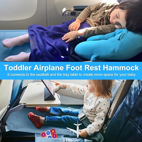 Miniatura 2 de Cama de avión para niños pequeños, extensor de asiento de avión para niños, cama de viaje, artículos esenciales de viaje en avión para niños,