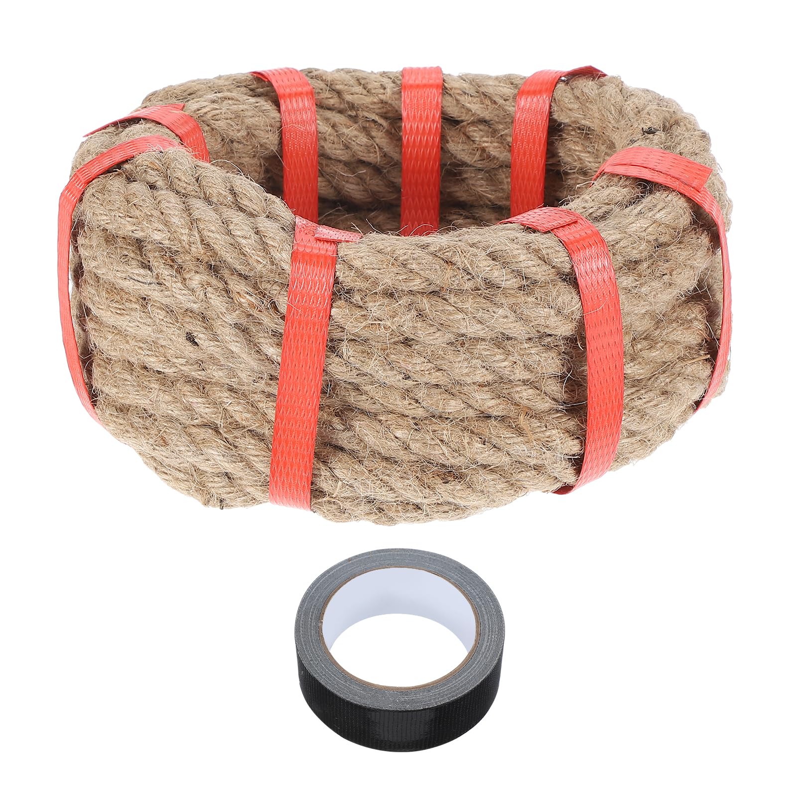 sourcing map Cuerda de batalla de yute de 20 pies x 0.63 pulgadas, cuerda pesada para entrenamiento, gimnasio, escalada, ejercicio, entrenamiento de fuerza, entrenamientos en casa, deportes