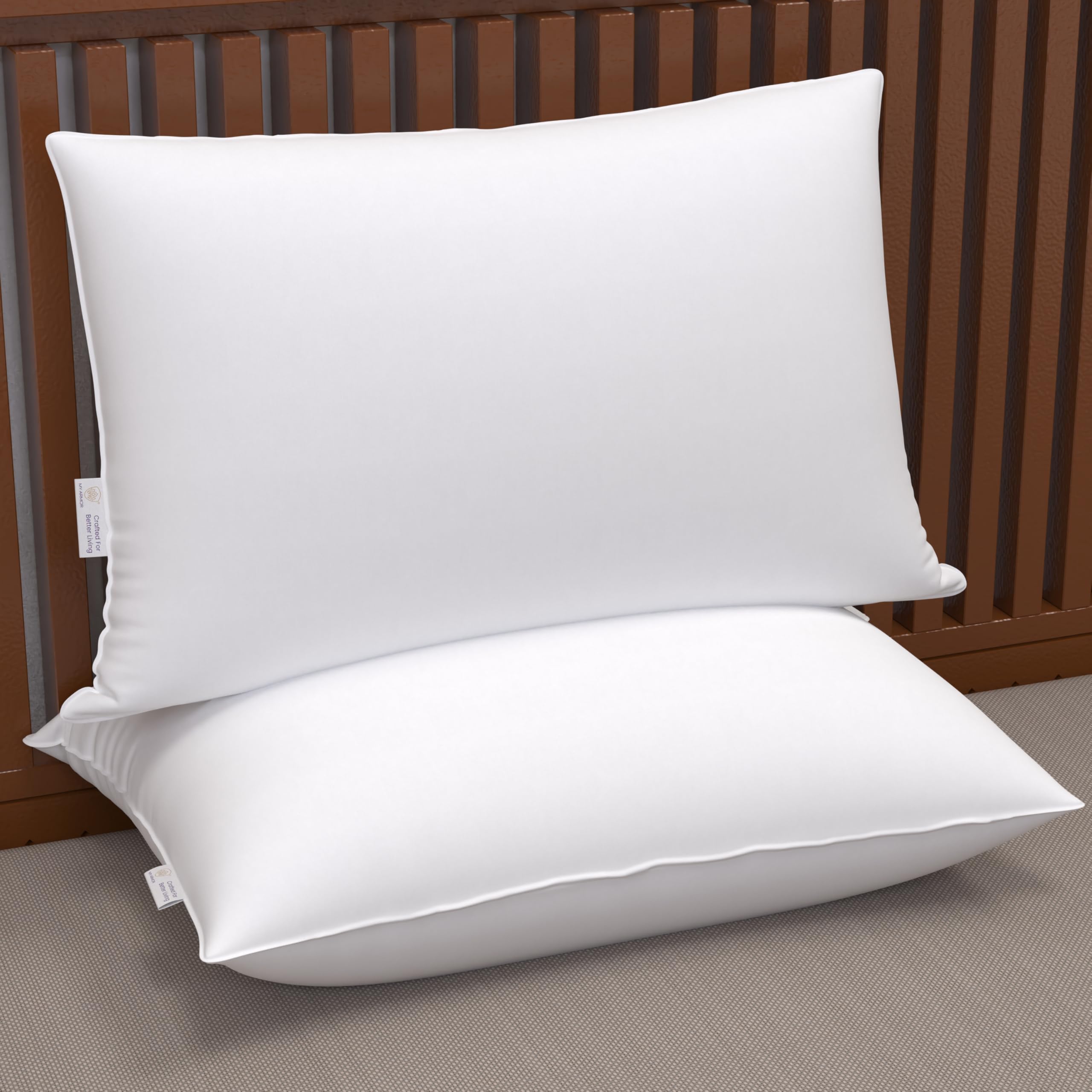 MY ARMOR Microfiber Pillow Set of 2 – 16x24in, White